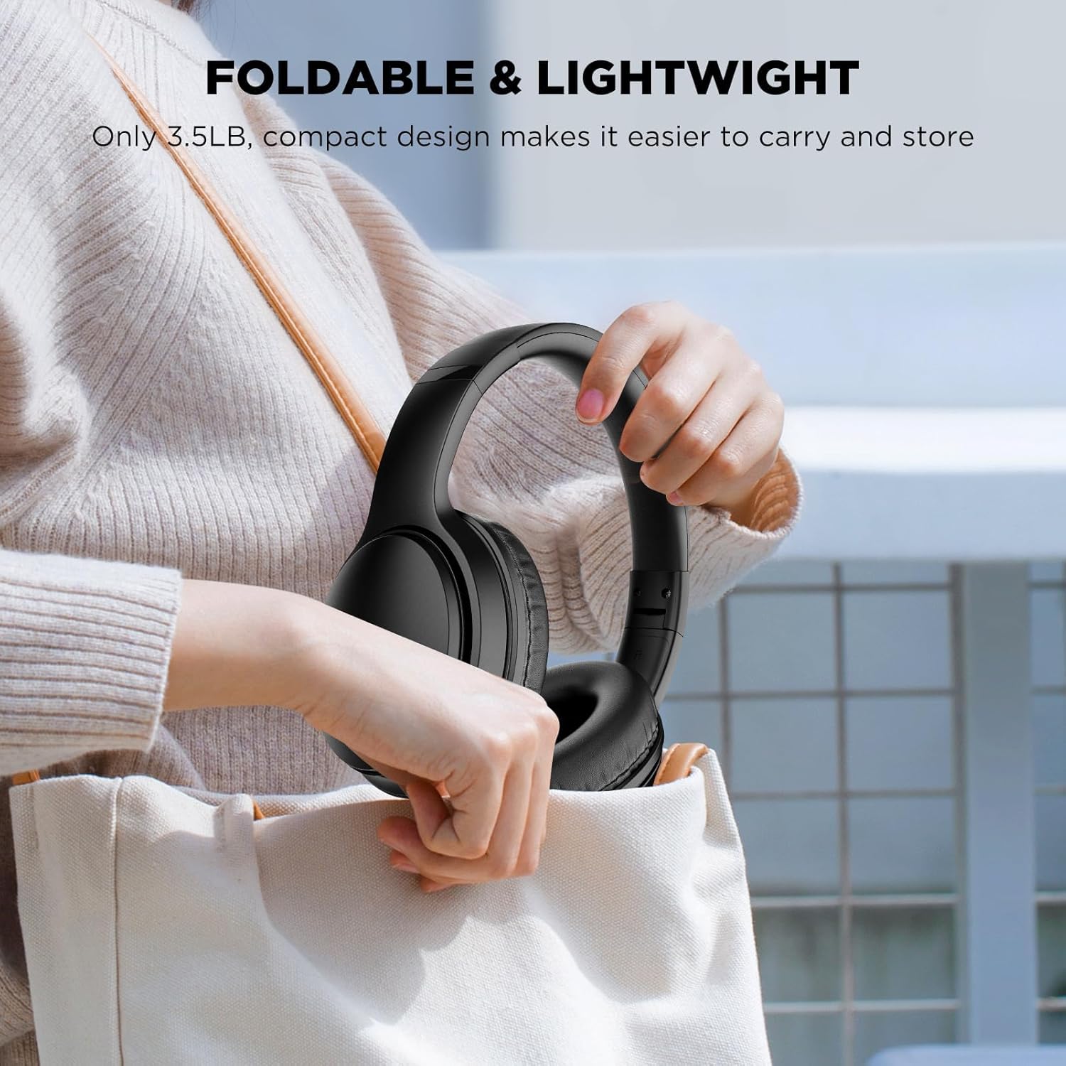 Trihear BH1 Wireless Bluetooth 5.3 Over-Ear Headphones – 50H Playtime, ENC Noise Cancellation - Image 4