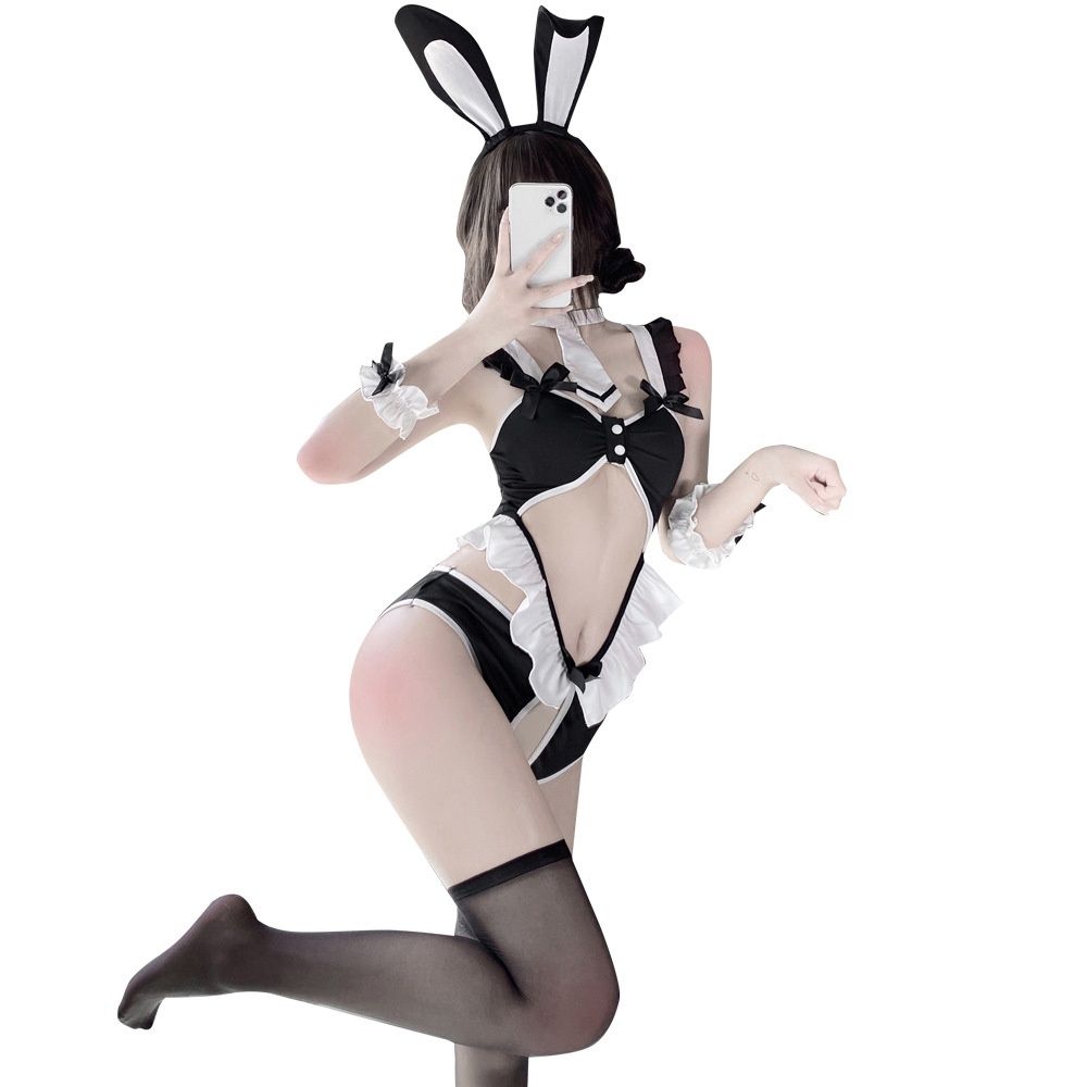 Womens Sexy Bunny Girl Lingerie Uniform Set - Image 5