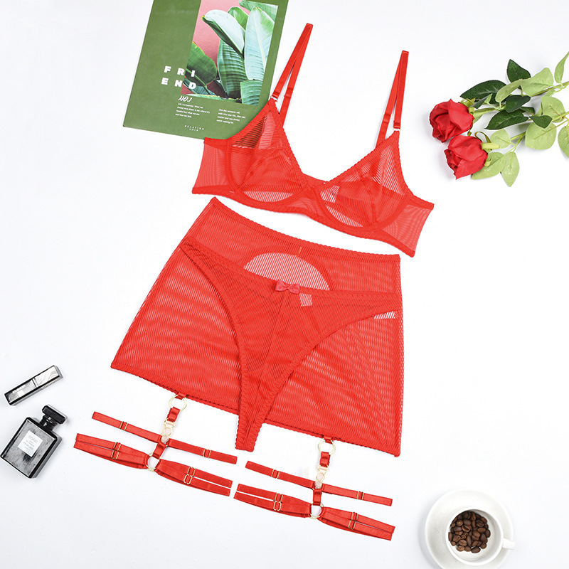 Women's Striped Mesh Gathered For Fun Lingerie - Image 4