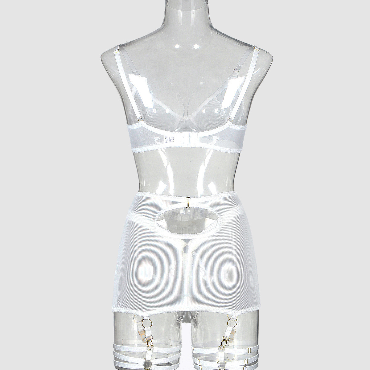 Women's Striped Mesh Gathered For Fun Lingerie - Image 8