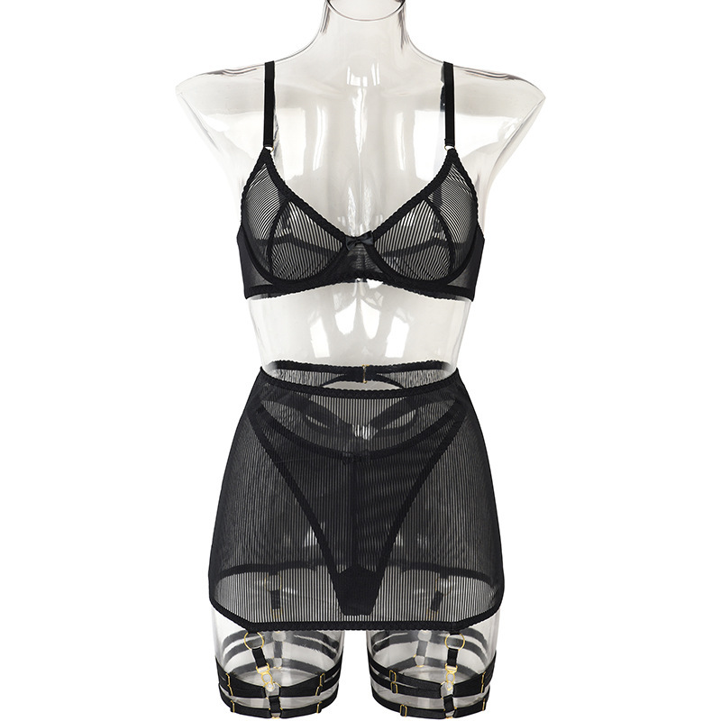 Women's Striped Mesh Gathered For Fun Lingerie - Image 9