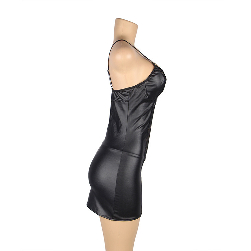 European And American Plus Size Lingerie Lace Leather Transparent Tempting Slip Nightdress - Image 7