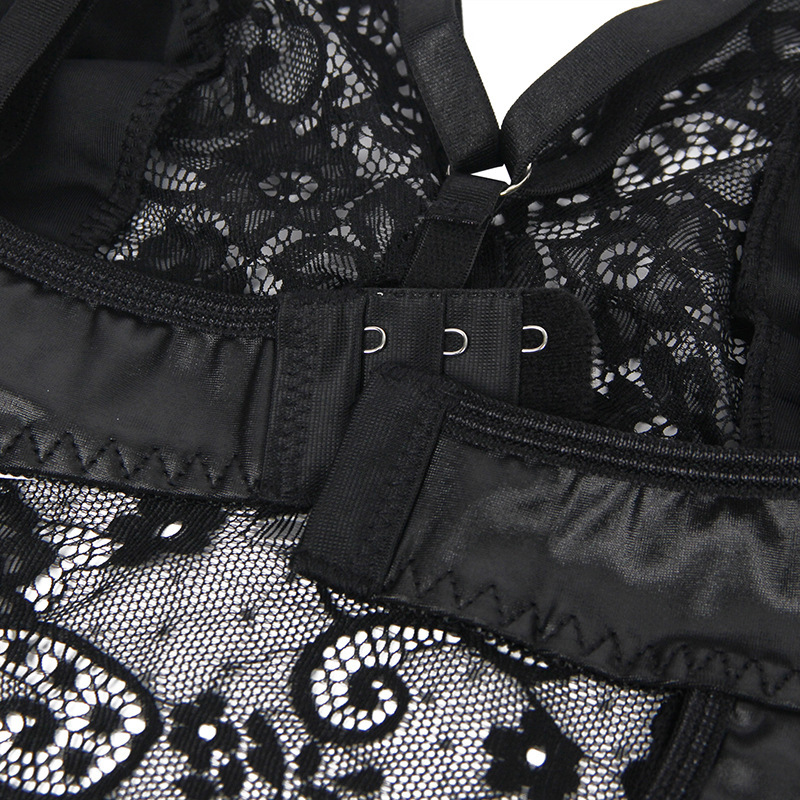 European And American Plus Size Lingerie Lace Leather Transparent Tempting Slip Nightdress - Image 9